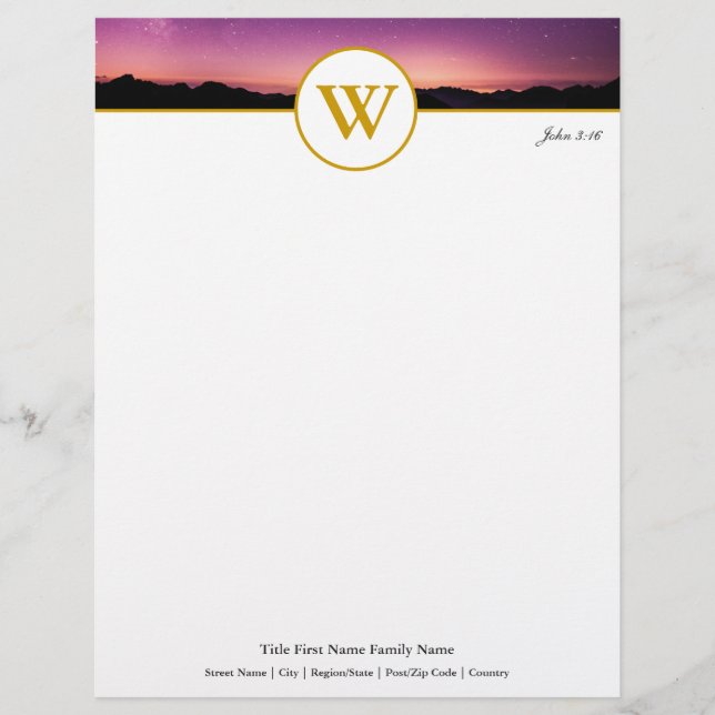 Elegant Sunset Monogram Customizable Letterhead (Front)