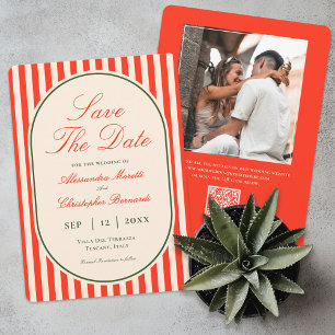 Elegant Sunset Orange QR Code Italian Wedding Save The Date