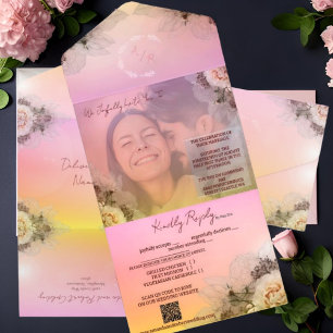 Elegant Sunset Rose Overlay Invitation