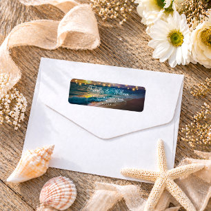 Elegant Sunset String Lights Beach Wedding Address