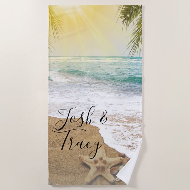Elegant Sunshine And Blue Ocean Beach Beach Towel (Front)
