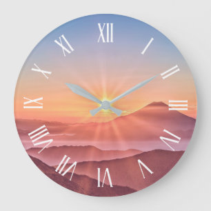 Elegant Sunshine Mountains Artwork   Wall Clock
