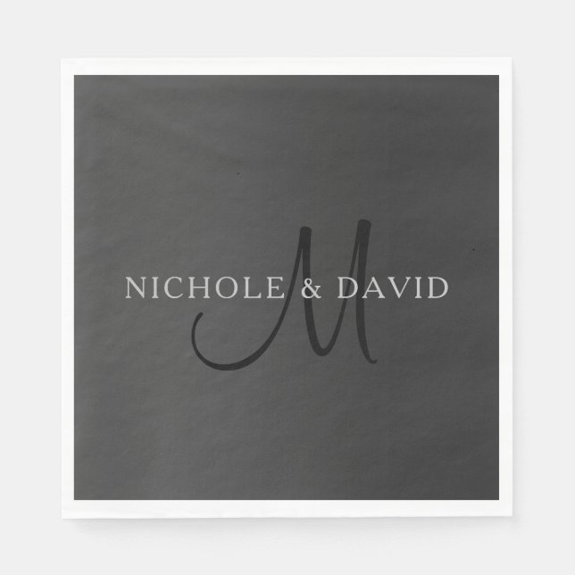 Elegant Surname Monogram & Gradient Grey's Napkin (Front)