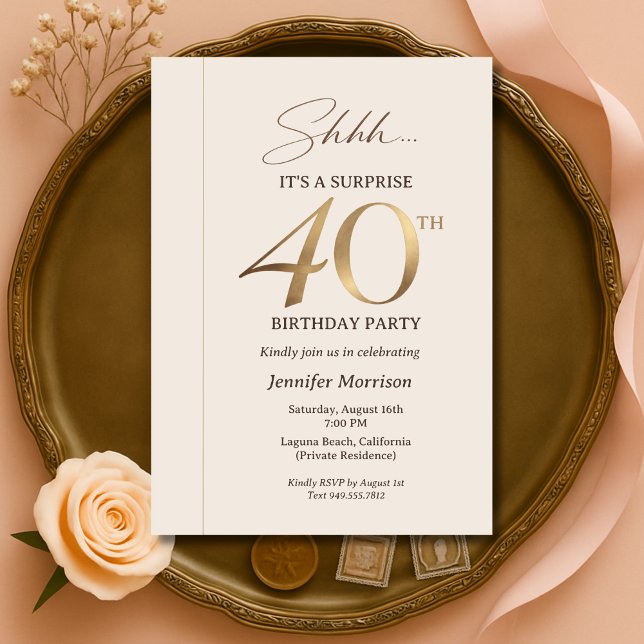 Elegant Surprise 40th Birthday Invitation (Creator Uploaded)