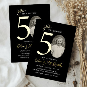 Elegant Surprise 50th Birthday Black and Gold