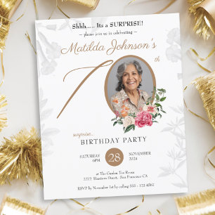 Elegant Surprise 70th Birthday Party Invitation