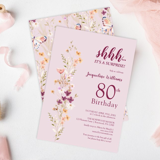 Elegant Surprise 80th Birthday Invitation (Creator Uploaded)