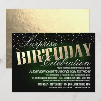 Elegant Surprise Birthday Party Invitations