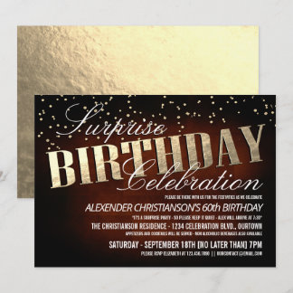 Elegant Surprise Birthday Party Invitations