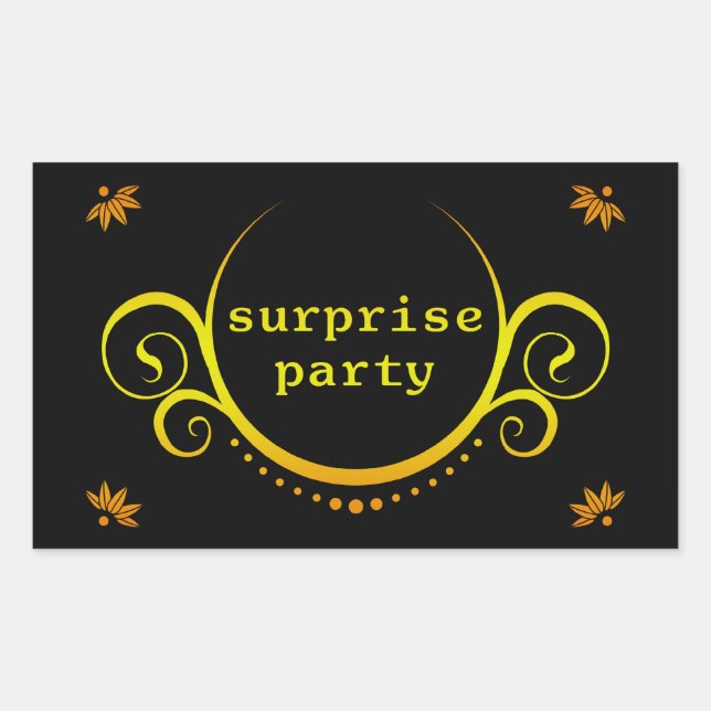 elegant surprise party invitation sticker (Front)