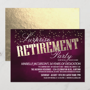 Elegant Surprise Retirement Party Invitations