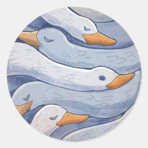 Elegant Swan - Animal Pattern Illustration Classic Round Sticker