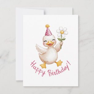 Elegant Swan Birthday Design with Daisy Holiday Card