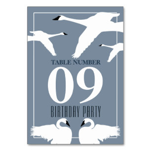 Elegant Swan, Birthday Party Table No. Table Number