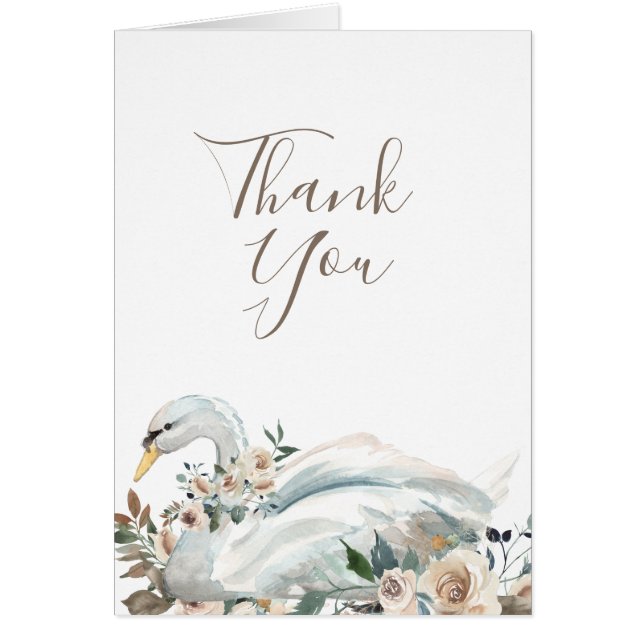 Elegant Swan Floral Thank You (Front)