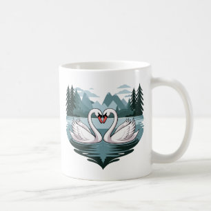 Elegant Swan Heart Design Mug - Valentines Gift