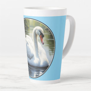 Elegant Swan is Swimming in Water Latte Mug