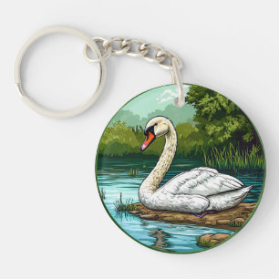 🦢 Elegant Swan Lake Nature Charm Gift 🦢 Keychain