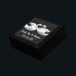 Elegant Swan Love Birds Damask Wedding Anniversary Gift Box<br><div class="desc">Wedding Black Lacquer Keepsake Custom Designer Personalized Jewellery Box or Memory Box Elegant Unique Wedding Anniversary  Christmas Gifts or Valentines Day Gifts</div>