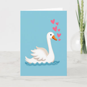 Elegant Swan Love Heart Card