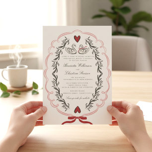 Elegant Swan Love Story Wedding Website Invitation