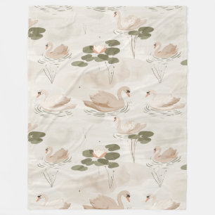Elegant swan pattern  fleece blanket