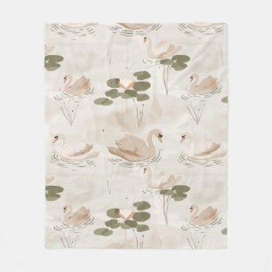 Elegant swan pattern  fleece blanket