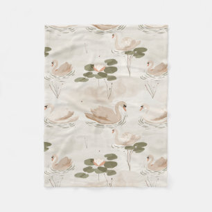 Elegant swan pattern  fleece blanket