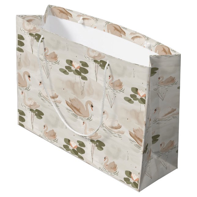 Elegant swan pattern pattern large gift bag (Back Angled)