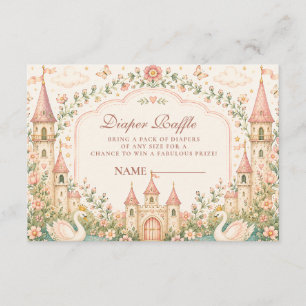Elegant Swan Princess Castle Diapper Raffle Enclosure Card