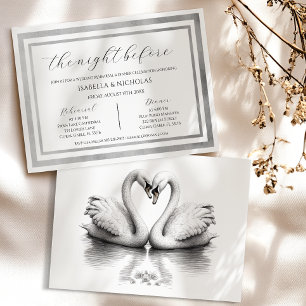 Elegant Swan Wedding Rehearsal Dinner Invite