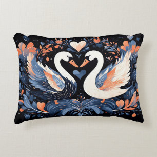 Elegant Swans by Ornate Floral Patterns Accent Pillow