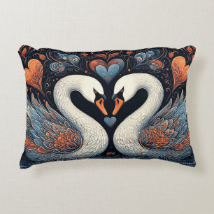 Elegant Swans by Ornate Floral Patterns Accent Pillow