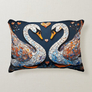 Elegant Swans by Ornate Floral Patterns Accent Pillow