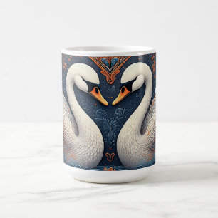 Elegant Swans by Ornate Floral Patterns Coffee Mug