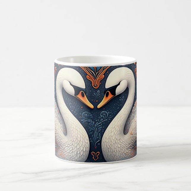 Elegant Swans by Ornate Floral Patterns Coffee Mug (Center)