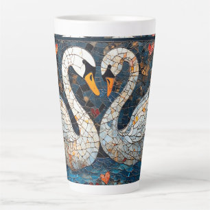 Elegant Swans by Ornate Floral Patterns Latte Mug