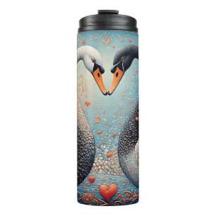Elegant Swans by Ornate Floral Patterns Thermal Tumbler