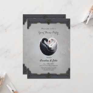 Elegant swans forning a heart together.  invitation