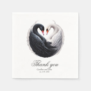 Elegant swans forning a heart together. napkin