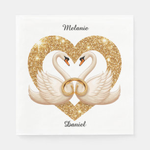 Elegant Swans Romantic Wedding Table Napkin