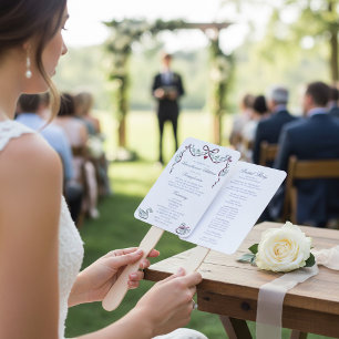 Elegant Swans Wedding Ceremony Program Fans