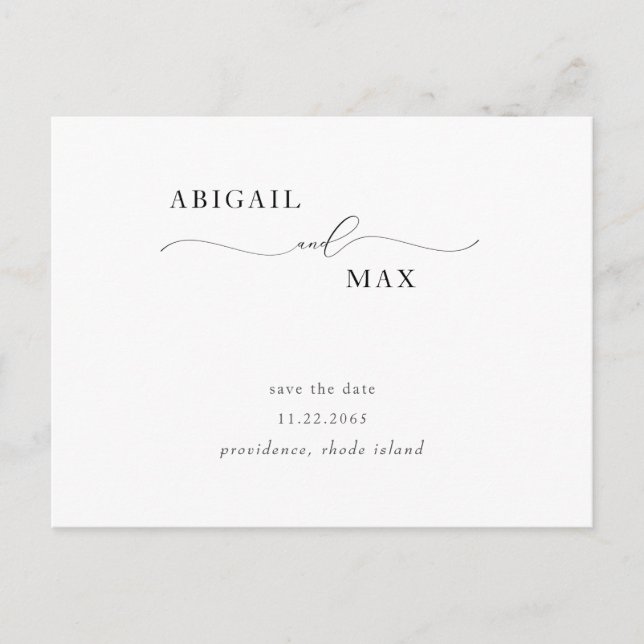 Elegant Swash Wedding Save the Date Announcement  Postcard (Front)