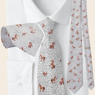 Elegant Swedish Dala Horse Grey Red Tie