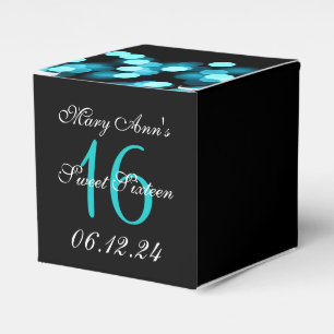 Elegant Sweet 16 Birthday Hollywood Glam Turquoise Favor Box
