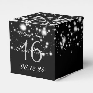 Elegant Sweet 16 Birthday Midnight Glam Silver Favor Box