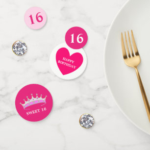 Elegant Sweet 16 Birthday on Magenta Pink Confetti