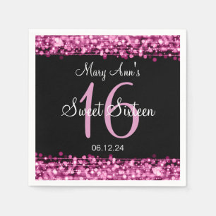 Elegant Sweet 16 Birthday Party Sparkles Pink Napkin
