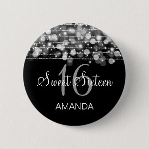 Elegant Sweet 16 Birthday Party Sparkles Silver 2 Inch Round Button