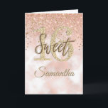 Elegant Sweet 16 Birthday Rose Gold Glitter Card<br><div class="desc">Modern chic girly birthday card for 16th birthday celebrations. Design featuring blush pink background,  gold sparkly glitter texture,  and calligraphy script. Personalize with a name and your message.</div>